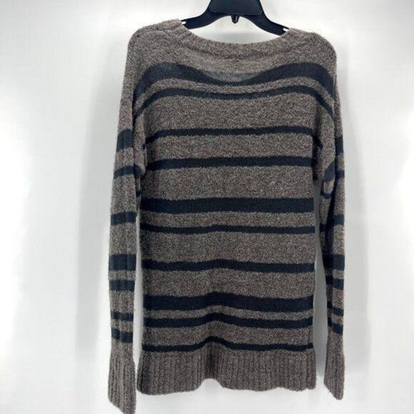 Fossil Popcorn Crew Neck Striped Wool Gray Sweater - Picture 4 of 4